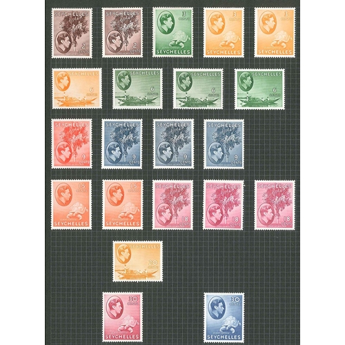 285 - Seychelles; 1890-1949 mainly m.m. colln. on a few pages comprising QV (22), KE7 (14), KG5 (34), and ... 