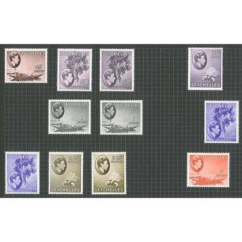 285 - Seychelles; 1890-1949 mainly m.m. colln. on a few pages comprising QV (22), KE7 (14), KG5 (34), and ... 