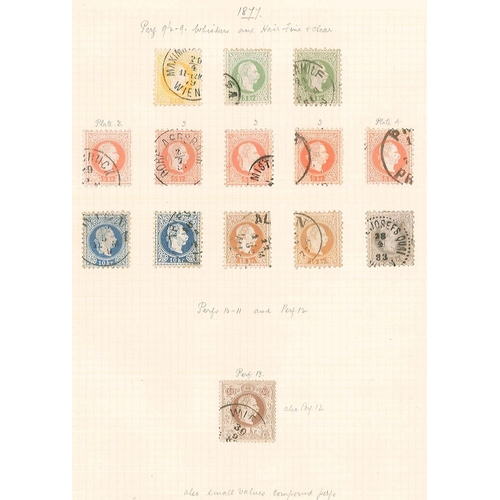 124 - Austria; 1850-1937 mainly used colln. on old pages with much of interest. Includes 1850-54 seln. of ... 