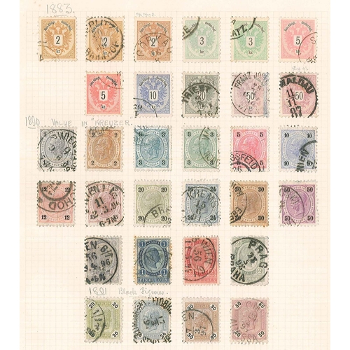 124 - Austria; 1850-1937 mainly used colln. on old pages with much of interest. Includes 1850-54 seln. of ... 