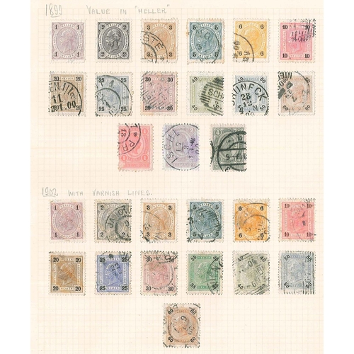 124 - Austria; 1850-1937 mainly used colln. on old pages with much of interest. Includes 1850-54 seln. of ... 