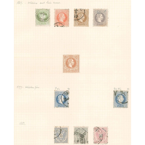 124 - Austria; 1850-1937 mainly used colln. on old pages with much of interest. Includes 1850-54 seln. of ... 