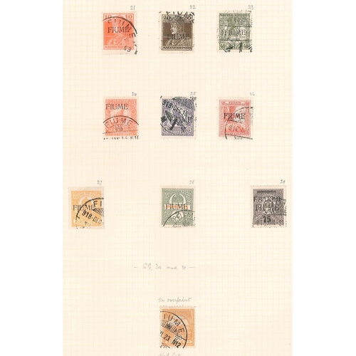 160 - Fiume; 1918-24 used colln. (some are c.t.o.) on pages with 1918-19 opts. on Hungary inc. 10f (white ... 