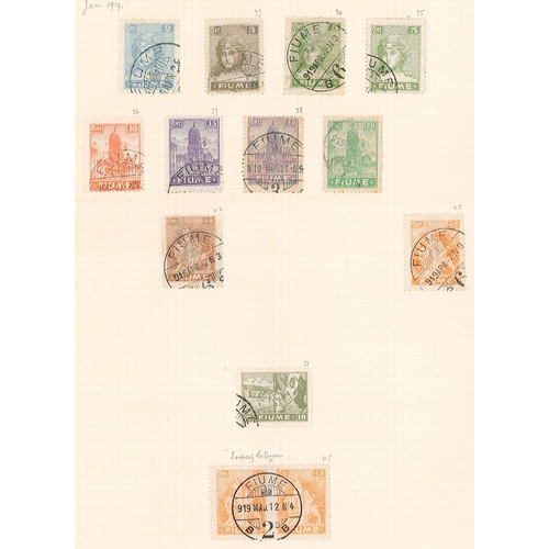 160 - Fiume; 1918-24 used colln. (some are c.t.o.) on pages with 1918-19 opts. on Hungary inc. 10f (white ... 