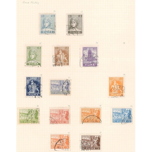 160 - Fiume; 1918-24 used colln. (some are c.t.o.) on pages with 1918-19 opts. on Hungary inc. 10f (white ... 