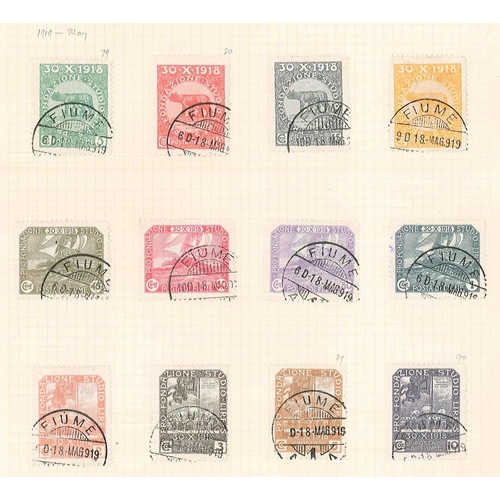 160 - Fiume; 1918-24 used colln. (some are c.t.o.) on pages with 1918-19 opts. on Hungary inc. 10f (white ... 