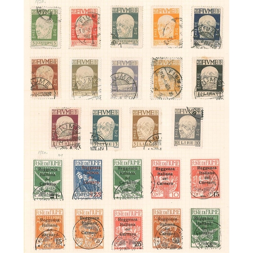 160 - Fiume; 1918-24 used colln. (some are c.t.o.) on pages with 1918-19 opts. on Hungary inc. 10f (white ... 