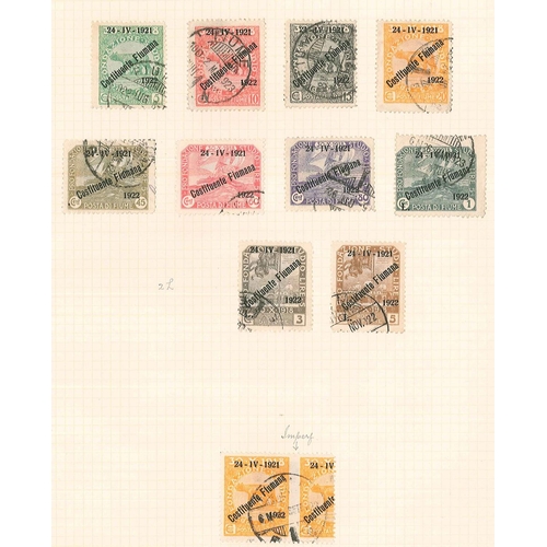 160 - Fiume; 1918-24 used colln. (some are c.t.o.) on pages with 1918-19 opts. on Hungary inc. 10f (white ... 