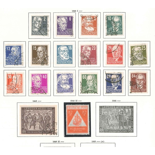 200 - Germany; Allied Occupation; 1945-49 m. & u. colln. on pages of the Soviet Zone inc. 1949 Goethe min.... 