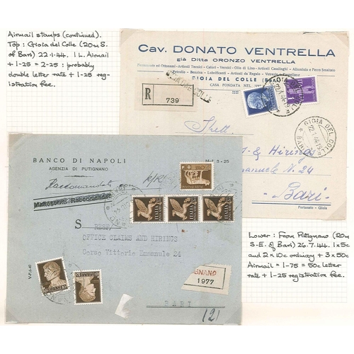 252 - Italy; 1944-45 small study comprising covers showing different stamp usages during Allied advance th... 