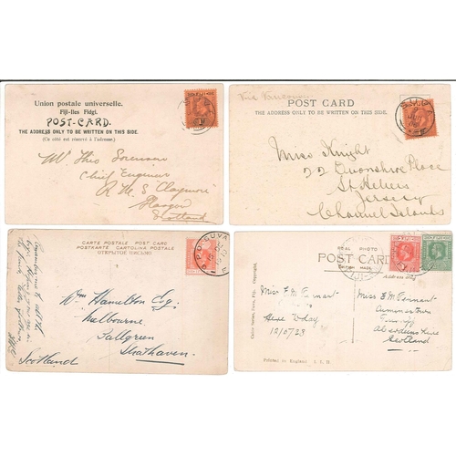 308 - Fiji; Postcards; 1906-23 four used cards, plus five unused.