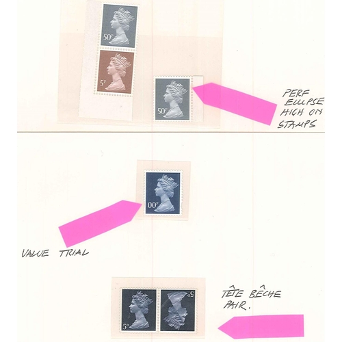 375 - UK; a few Machin varieties inc. 1967 5d tête-bêche pair u.m. (small marks on reverse), 