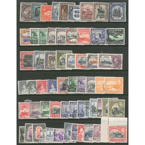 185 - Cyprus; 1881-1951 mainly used range on two stockleaves with QV to 12pi, KE7 to 18pi, 1912 values to ... 