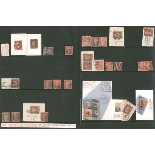 422 - UK; Scottish Postal History; a few pages with penny red singles or used on piece, with a range of Sc... 