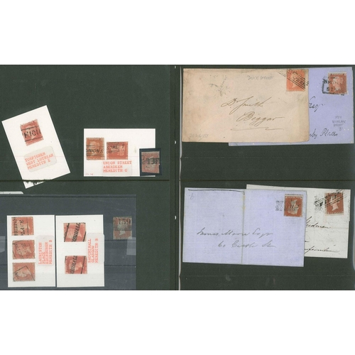 422 - UK; Scottish Postal History; a few pages with penny red singles or used on piece, with a range of Sc... 