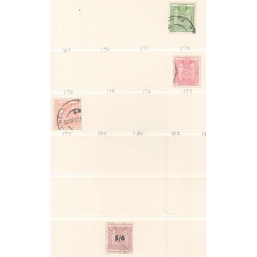 280 - New Zealand; Postal Fiscals; 1882-c.1985 mainly used on a few pages with some better e.g. 1931-40 7/... 