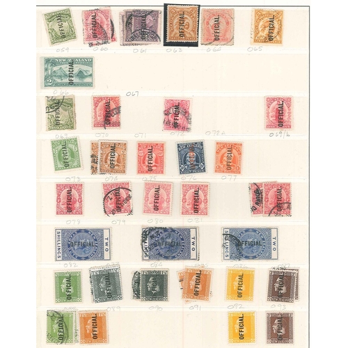 281 - New Zealand; Officials; 1907-61 m. & u. on a few pages, with 1910-16 1/- l.m.m., 1913-35 2/- u. with... 