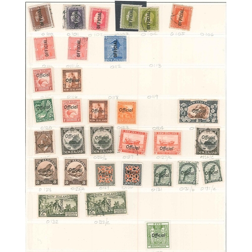 281 - New Zealand; Officials; 1907-61 m. & u. on a few pages, with 1910-16 1/- l.m.m., 1913-35 2/- u. with... 