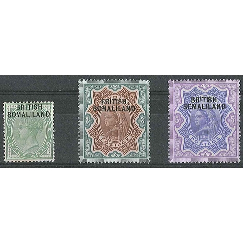 325 - Somaliland Protectorate; 1903 overprint at top ½a, 3r, and 5r, very lightly mounted mint. SG 1, 12, ... 