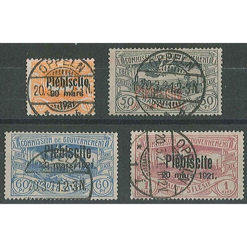 352 - Upper Silesia; 1921 Plebiscite overprint 30pf, 50pf, 60pf, and 1m fine used, SG 40, 42, 43, and 1m, ... 