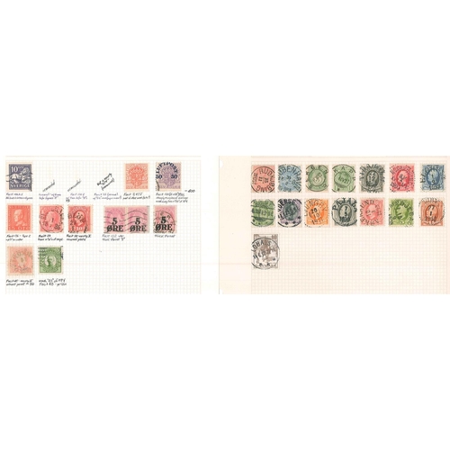 334 - Sweden; 1858 to approx. 1920s used range on pages apparently collected for shades or postmarks. Incl... 