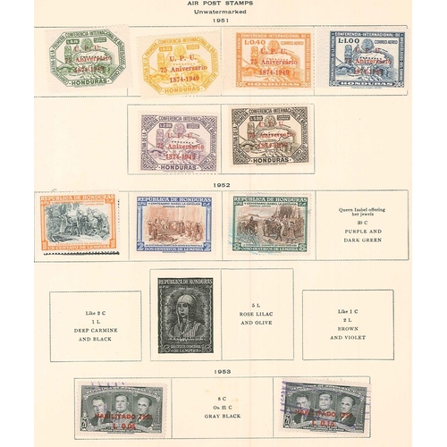 234 - Honduras; 1865-1969 m. & u. collection on printed pages, picked in places but still a moderate cover... 