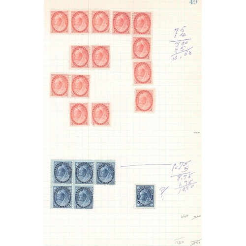 169 - Canada; 1870-1908 impressive quantity of unused (no gum) stamps mainly from 1898-1902 Numerals and 1... 