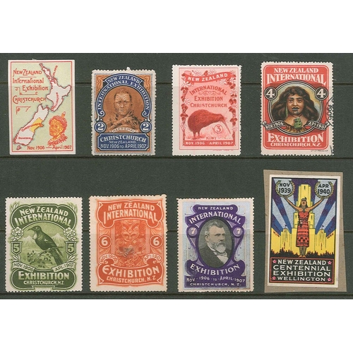 288 - New Zealand; Cinderellas; seven different labels for Christchurch International Exhibition 1906-7, p... 