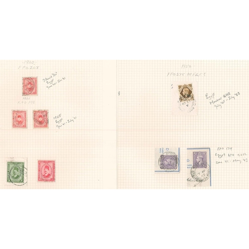 525 - Covers; small colln. on five pages of UK stamps and Egypt Army Post stamps, all with Field Post Offi... 