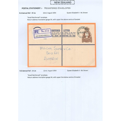 284 - New Zealand; Postal Stationery; 1943-79 used and unused coolection of registration envelopes largely... 