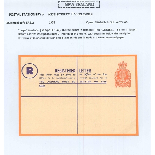 284 - New Zealand; Postal Stationery; 1943-79 used and unused coolection of registration envelopes largely... 