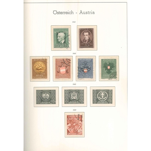 153 - Austria; 1945-93 mostly used colln. in printed album fairly complete. Includes better e.g. 1946 Cath... 