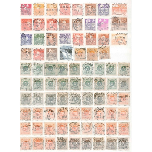 337 - Sweden; 1860s-1980s (mainly in the earlier part) stockbook well-filled with stamps collected for the... 