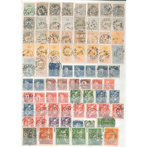 337 - Sweden; 1860s-1980s (mainly in the earlier part) stockbook well-filled with stamps collected for the... 