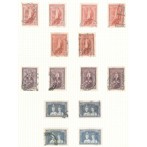 138 - Australia; 1913-65 used collection in album, from Kangaroos (113, inc. 1931-36 10/- f.u., £1 f.u. wi... 