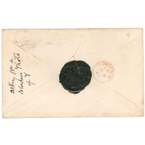 417 - UK Covers; 1869 cover Windsor to London with 2d blue plate 12, with black wax seal on flap of 