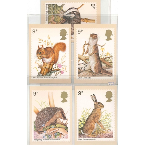 1665 - UK; PHQ Cards; 1977 Wildlife set (5) mint with Scottosh Wildlife overprints on backs.