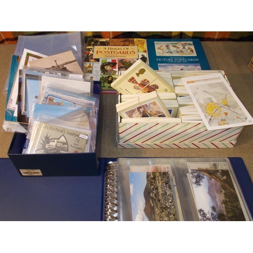 104 - Postcards; a rather mixed carton with small box of mixed Scottish (inc. ferries), a shoebox of UK PH... 