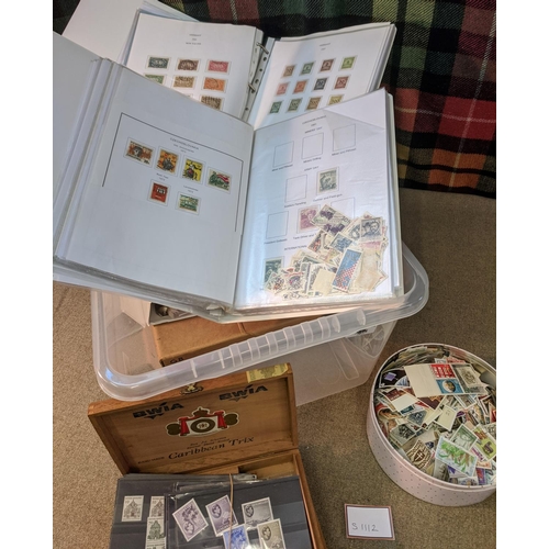 19 - Mixed Lots; plastic tub with four large binders of Czechoslovakia, Ireland, Germany, Japan, and othe... 