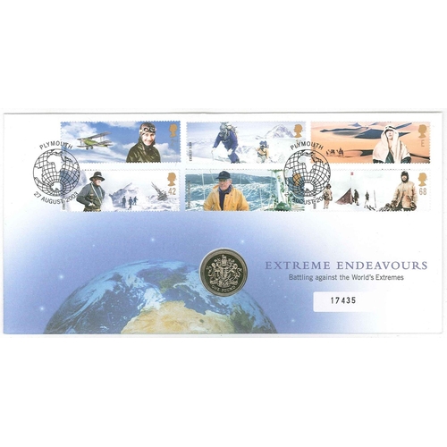 1510 - UK PNCs; 2003 Extreme Endeavours set on cover with 2003 £1 coin. RMC35 cat.£20.