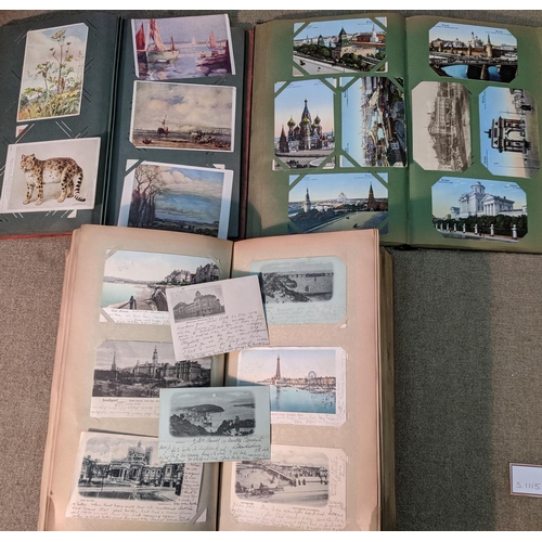 101 - Postcards; three original old albums with a general collection of Scotland (many areas), other Briti... 