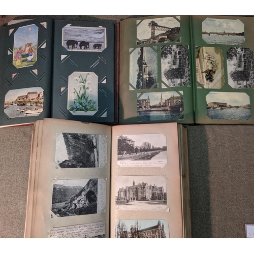 101 - Postcards; three original old albums with a general collection of Scotland (many areas), other Briti... 