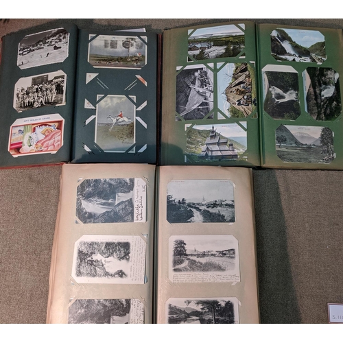 101 - Postcards; three original old albums with a general collection of Scotland (many areas), other Briti... 