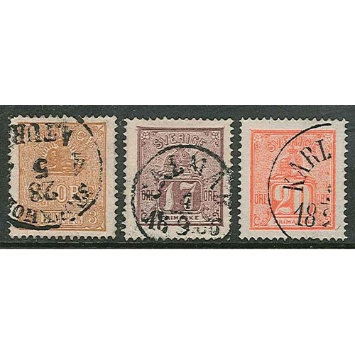 335 - Sweden; 1862-72 set (3) g./f.u., SG 12b-15, cat.£196.