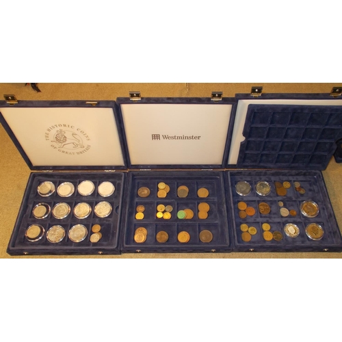 84 - Coins; mainly UK remainder lot in 3 display boxes (another empty box), 2 albums of UK KE7-decimal (a... 