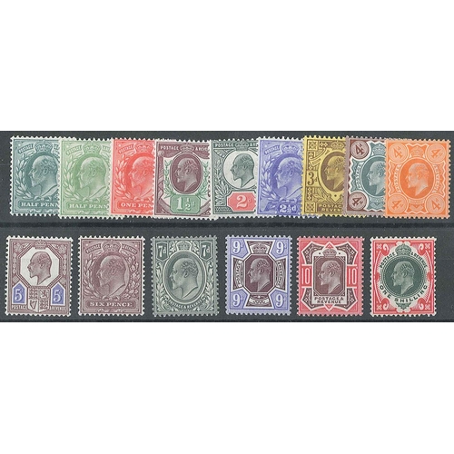 345 - UK; 1902-13 KE7 basic set (15) unmounted mint. 6d has small corner crease, 1/- has bend/crease and v... 