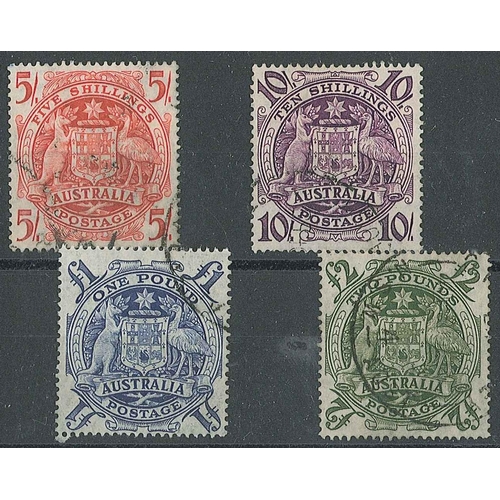 1121 - Australia; 1948-56 Arms high values set (4) f.u., SG 224a-d cat.£21.