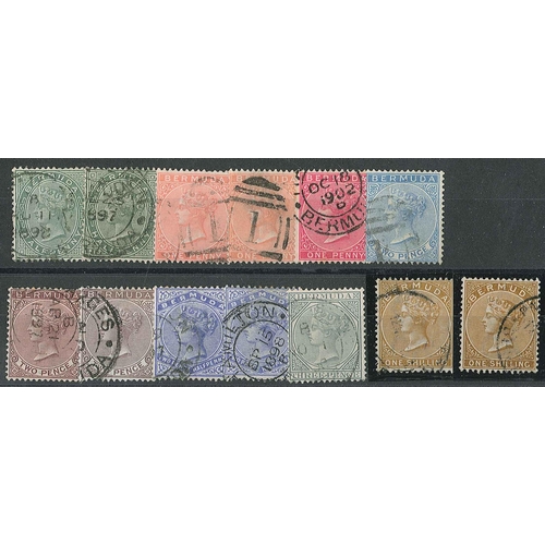 1197 - Bermuda; 1883-1904 ½d (2 shades), 1d, 2d (all three), 2½d (2 shades), 3d, and 1/- (2 s... 