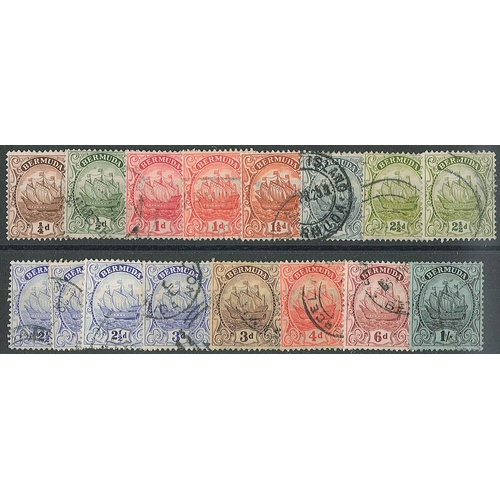 1203 - Bermuda; 1922-34 wmk. Script CA set (12 + 4 shades) f.u. (1½d thinned). SG 77-87 cat. c.£45.... 