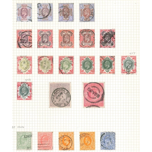 346 - UK; 1902-13 used seln. of KE7 values to 9d (4), 10d (5), 1/- (7), 2/6, and 5/-. A good proportion of... 